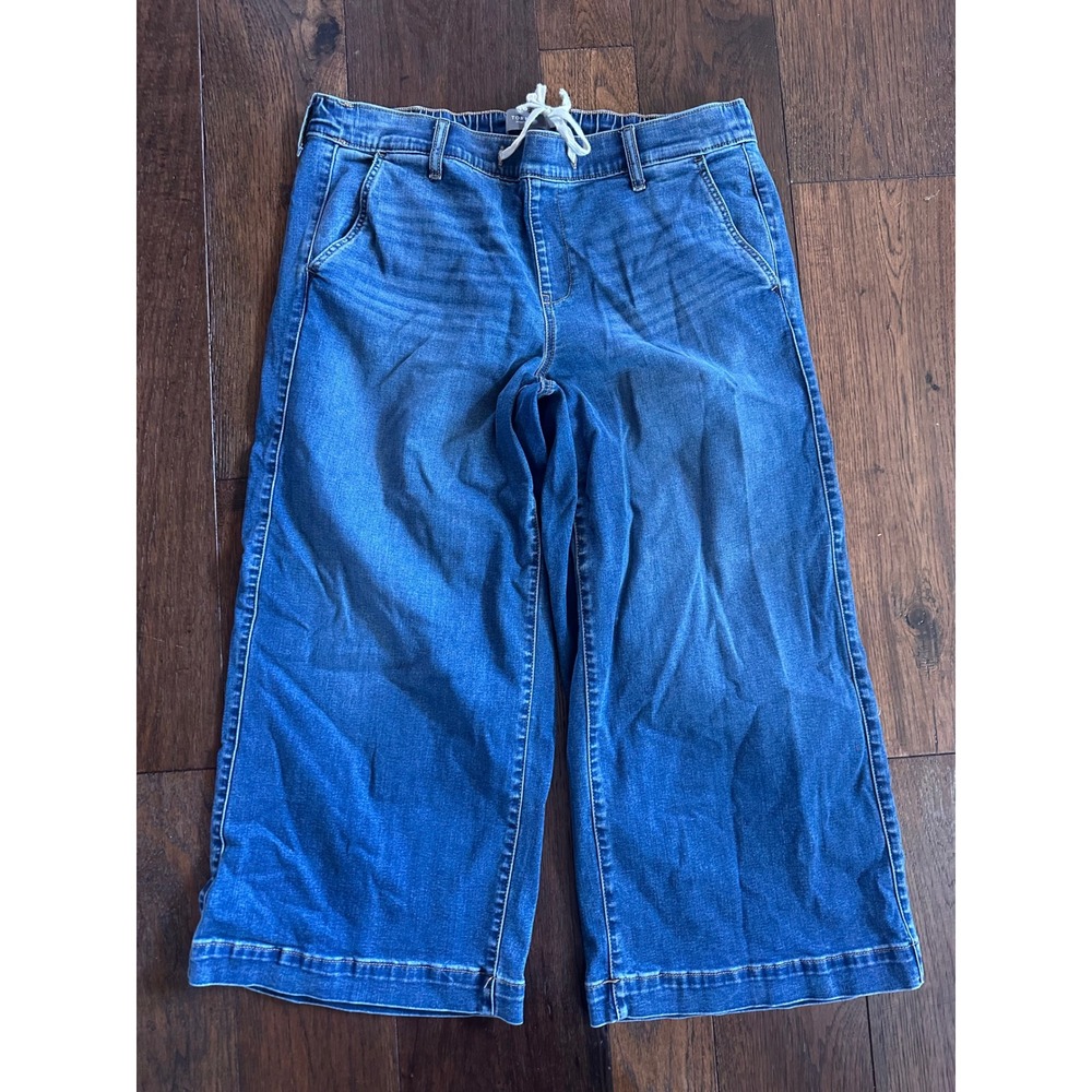 Torrid Weekend Wide Leg Crop Jeans Blue Denim Super Soft Drawstring Plus Size 1